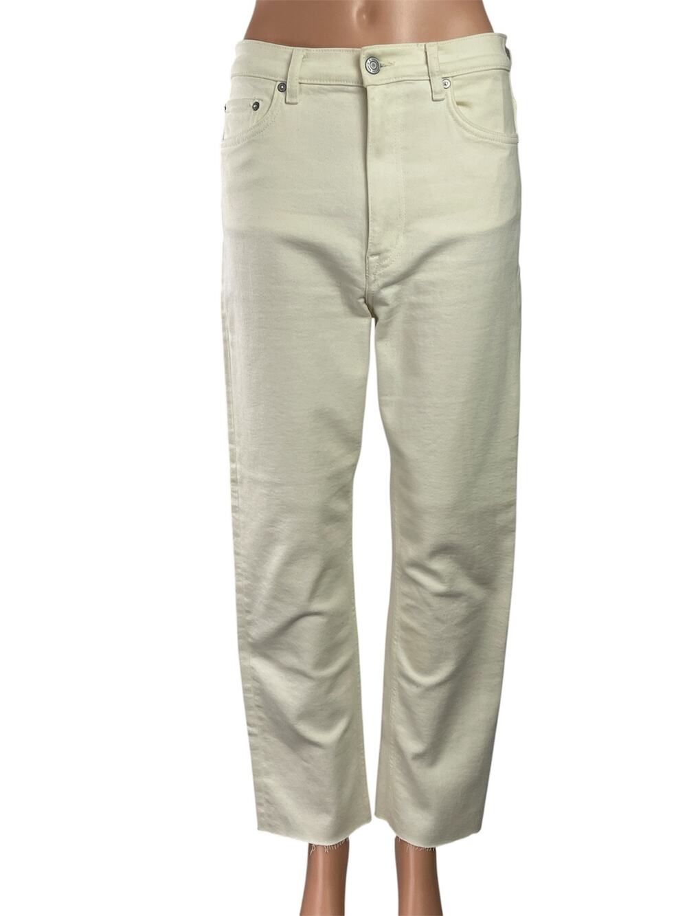 & Other Stories Women's Cream High Waisted Straight Leg Denim Jeans Size 28